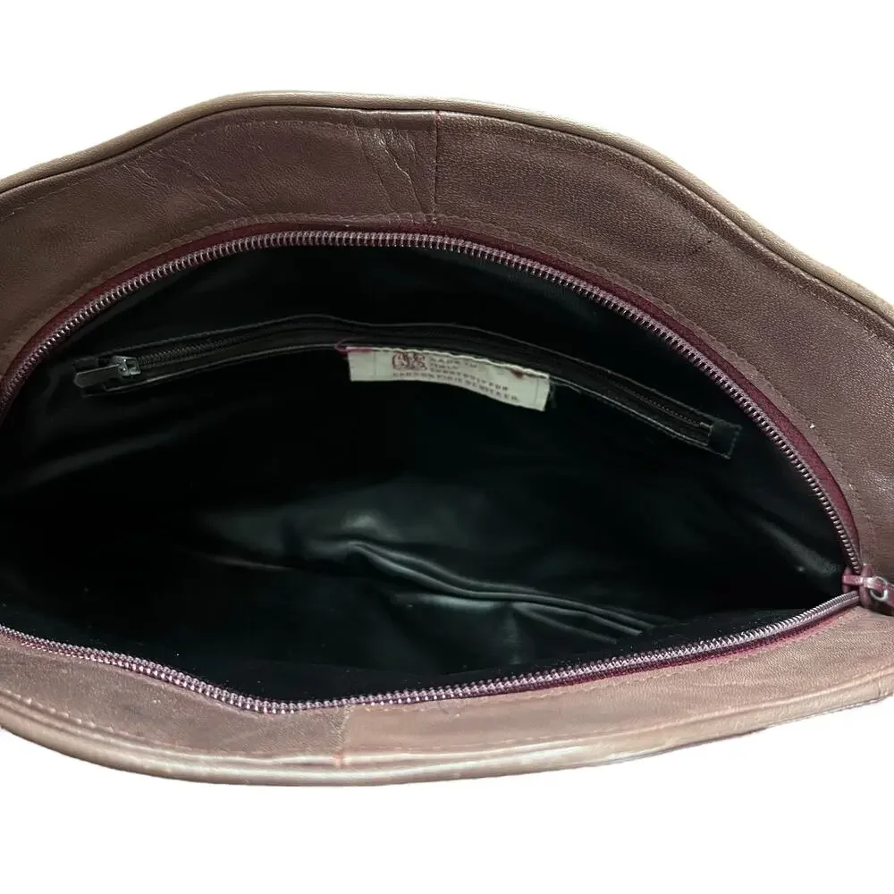 Vintage Italian Leather Shell Clutch Made in Italy for Carson Pirie Scott & Co.